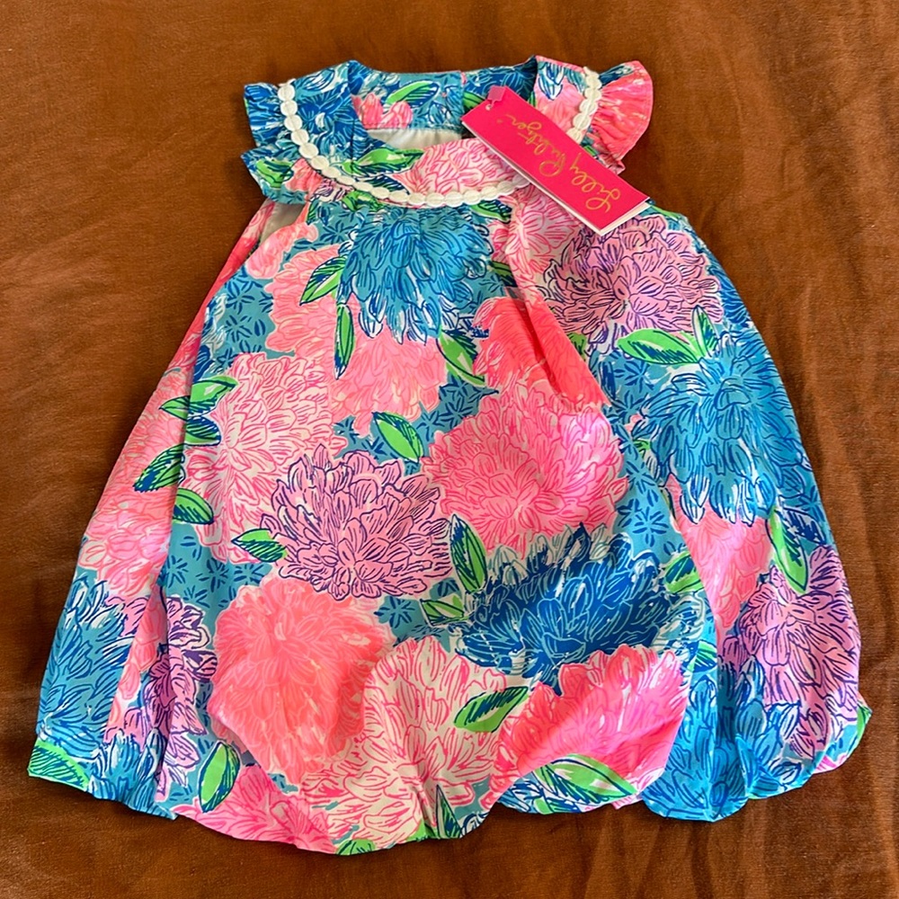 NWT 18-24 month Lilly Pulitzer baby Paloma bubble dress multi beach house blooms